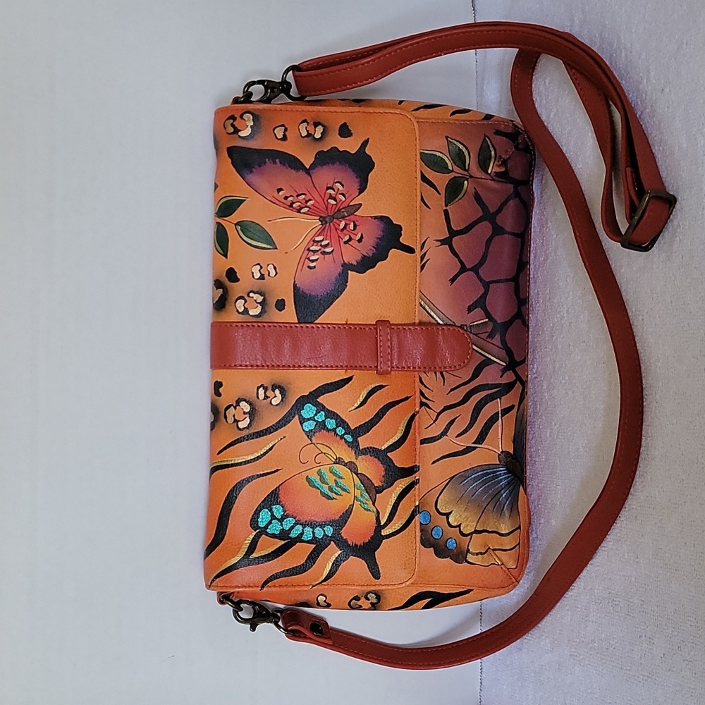 Anuschka hand painted leather medium flap messenger